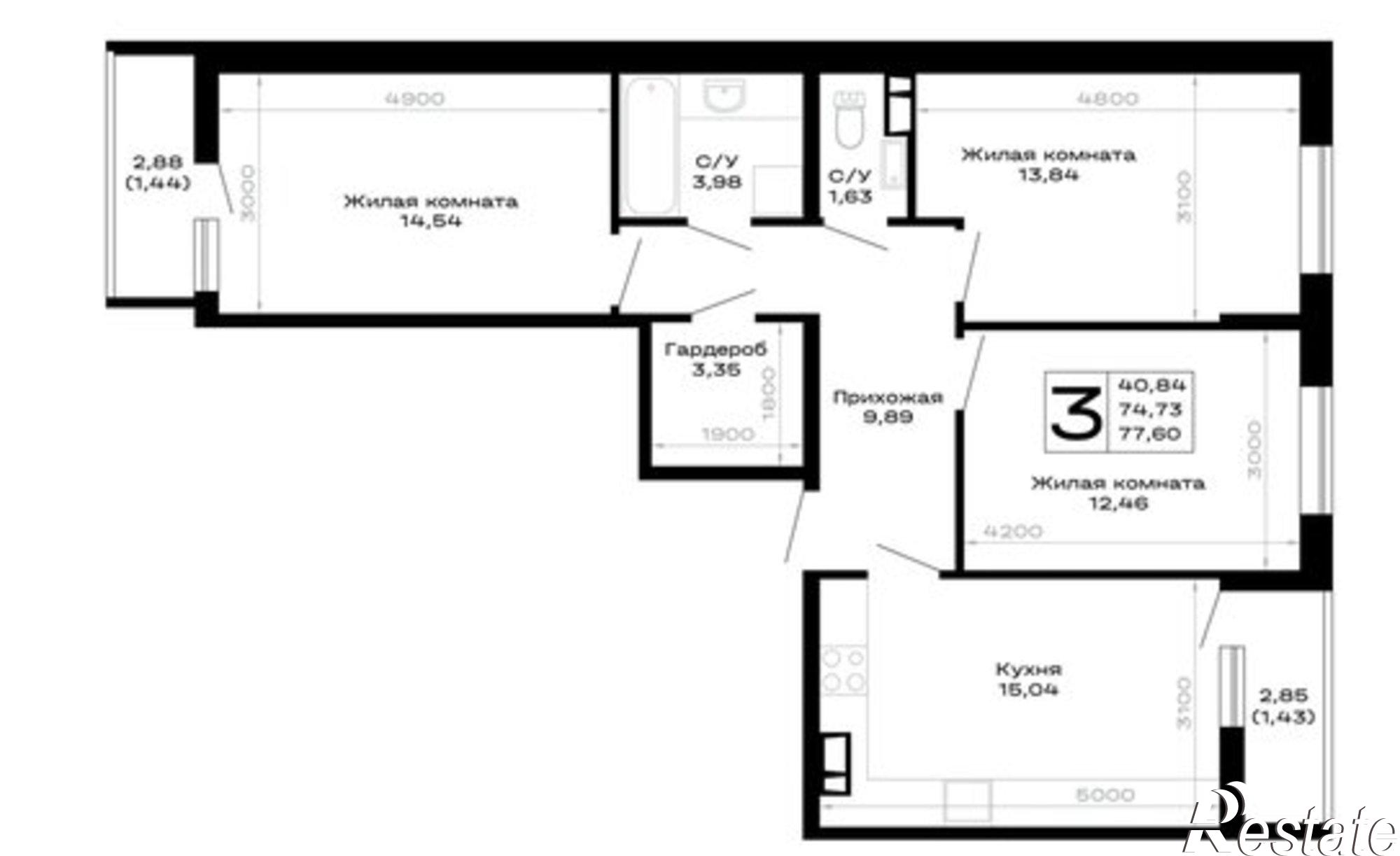 Купить квартиру за 13 036 800 рублей на Республика Адыгея (Адыгея)