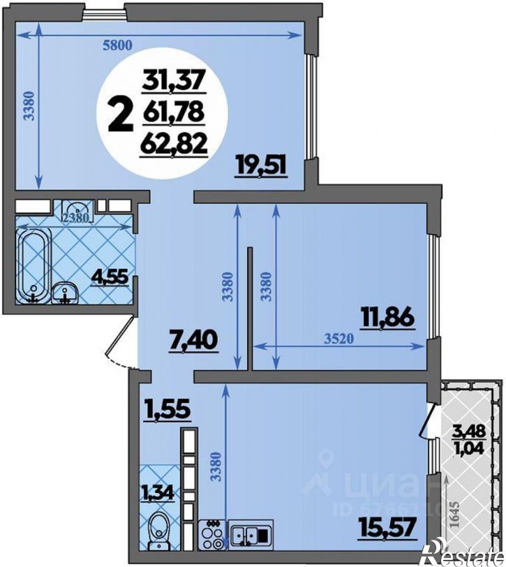 2-комн квартира в новом доме улица Михайлова, 15,  д. 15