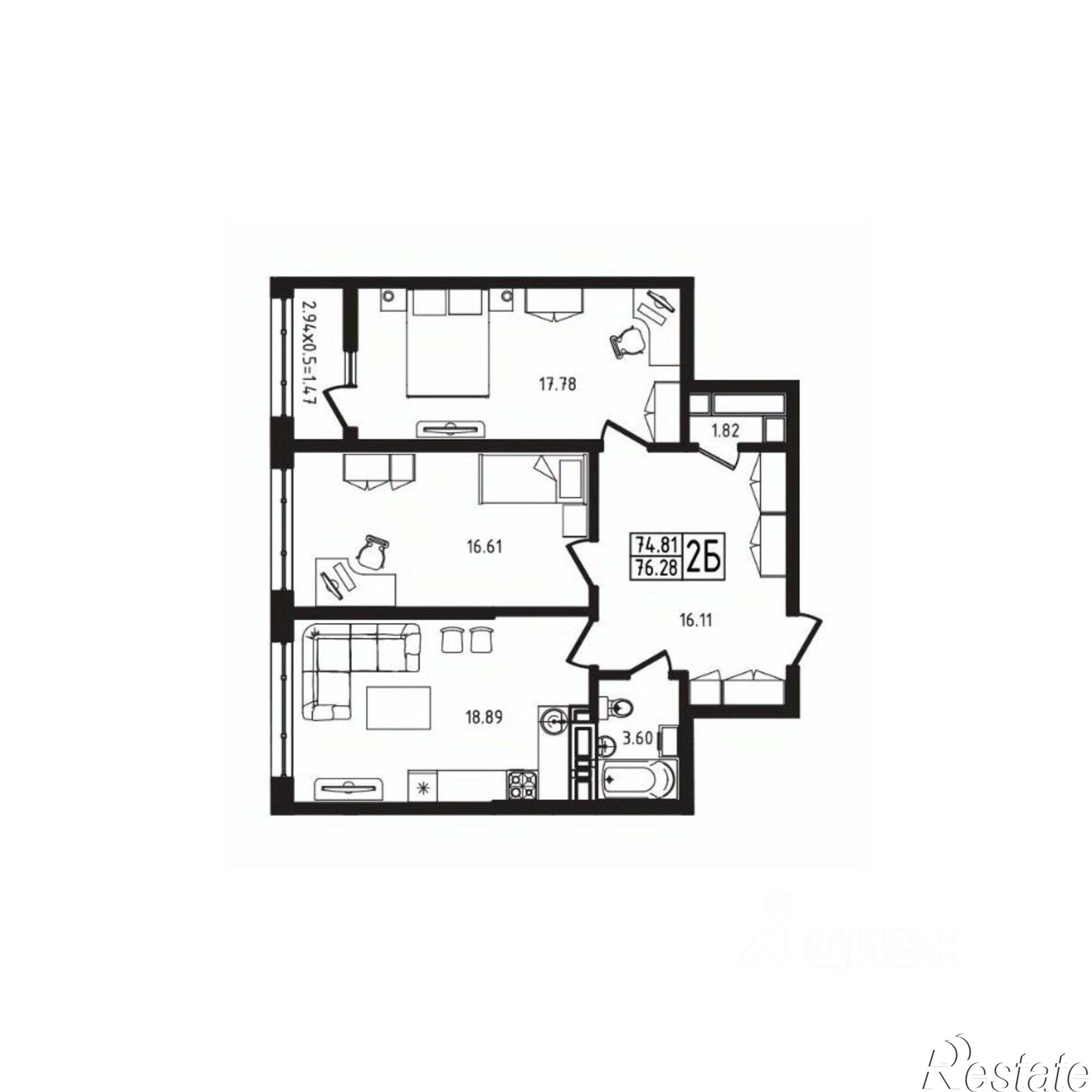 Купить квартиру за 9 992 680 рублей на улица К.А. Васильева, 1 к2