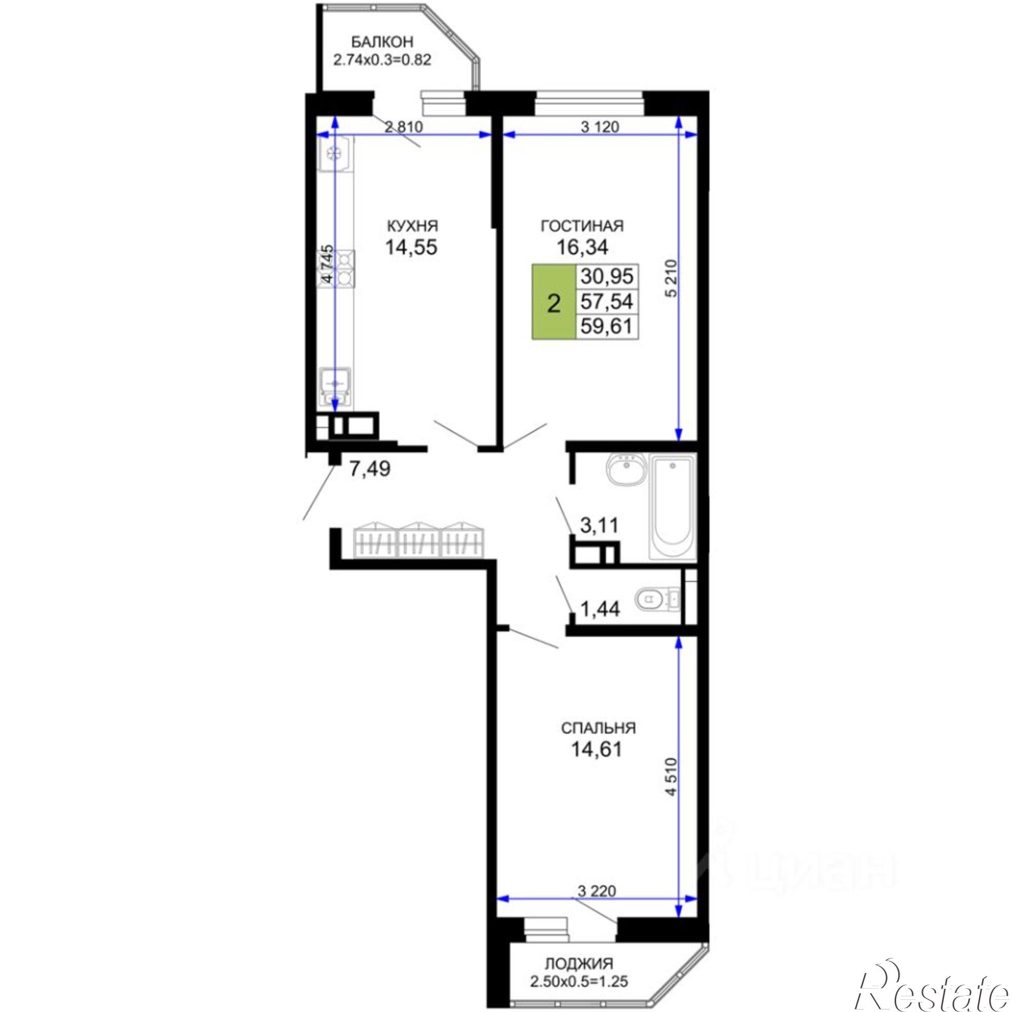Купить квартиру за 10 783 400 рублей на ул Степная, 257