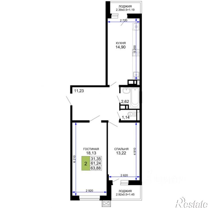2-комн квартира в новом доме ул Степная, 257,  д. 257