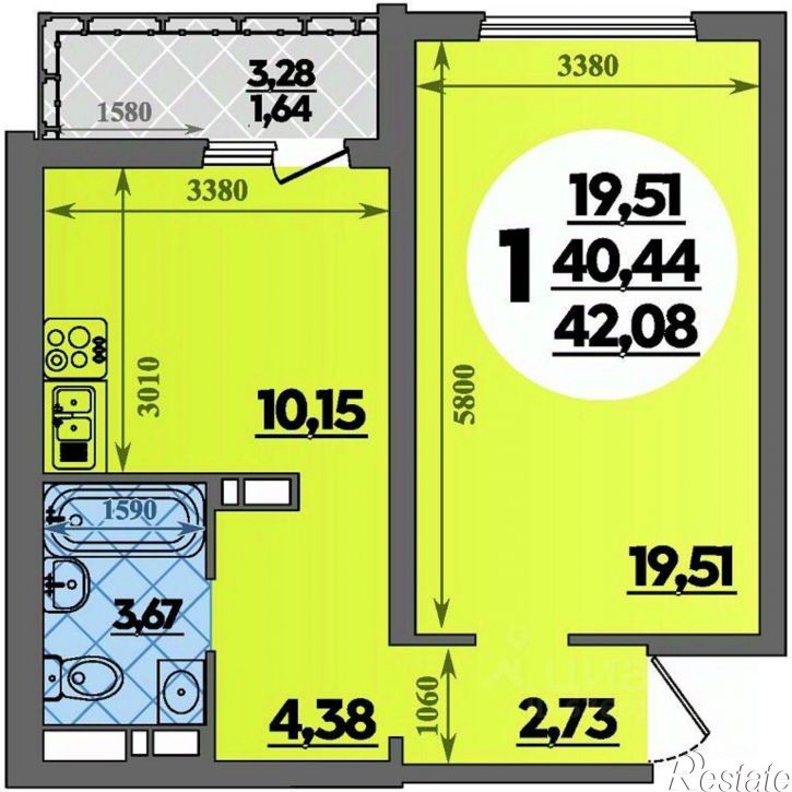 1-комн квартира в новом доме ул Олега Цокова, 3,  д. 3