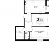 2-комн, 57 кв м, этаж 6/16 Республика Адыгея (Адыгея)