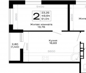 2-комн, 51 кв м, этаж 13/16 Республика Адыгея (Адыгея)