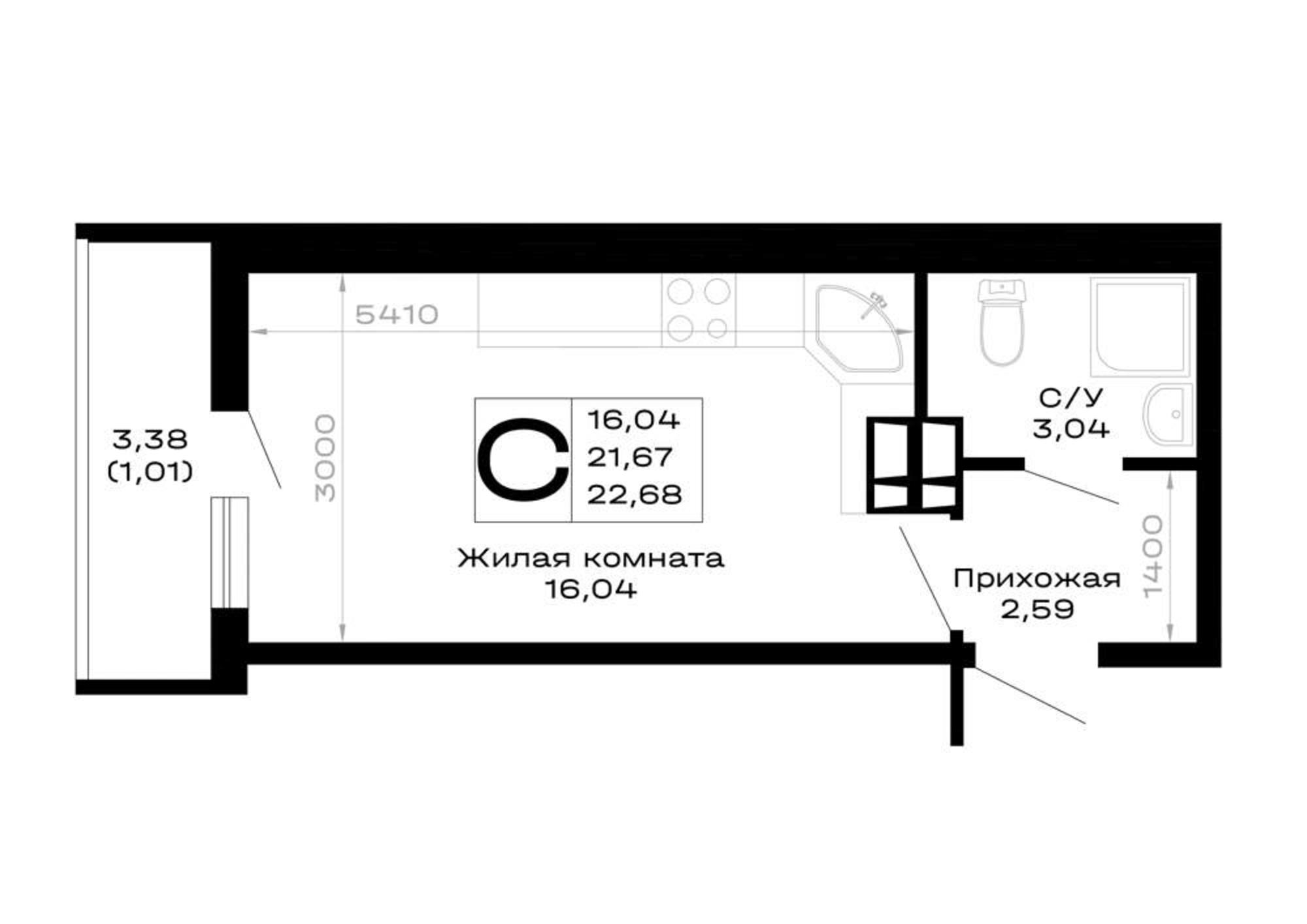 Купить студию за 3 402 000 рублей на обход Майкопа, д.к5.1