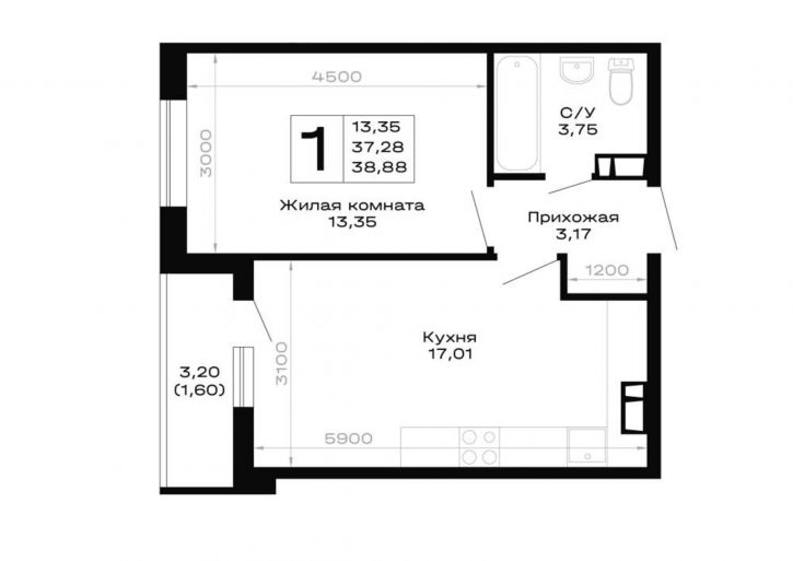 1-комн квартира в новом доме обход Майкопа, д.к5.1