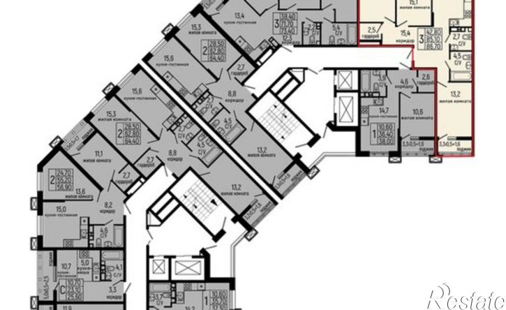 3-комн квартира в новом доме Республика Адыгея (Адыгея), ЖК Звезды