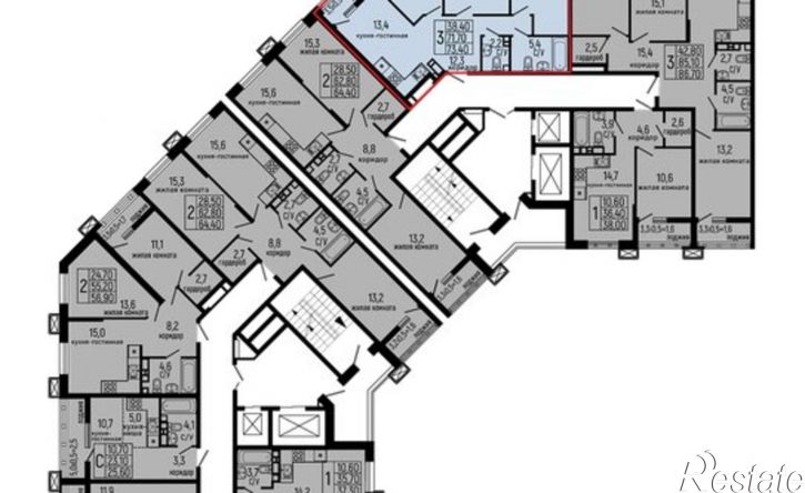 3-комн квартира в новом доме Республика Адыгея (Адыгея), ЖК Звезды