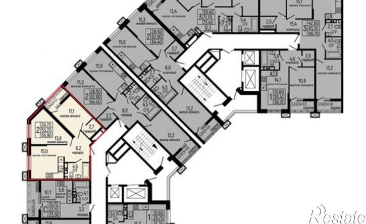 2-комн квартира в новом доме Республика Адыгея (Адыгея), ЖК Звезды