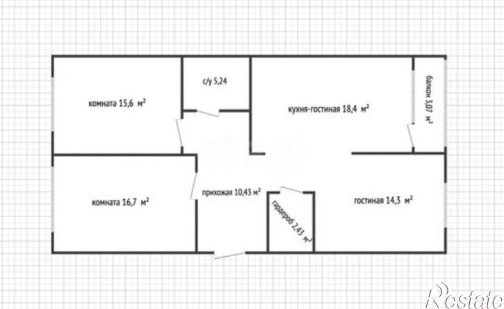 3-комн квартира улица К.А. Васильева, 1 к1,  д. 1 к1