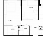 2-комн, 56 кв м, этаж 14/16 Республика Адыгея (Адыгея), ЖК Горные Высоты