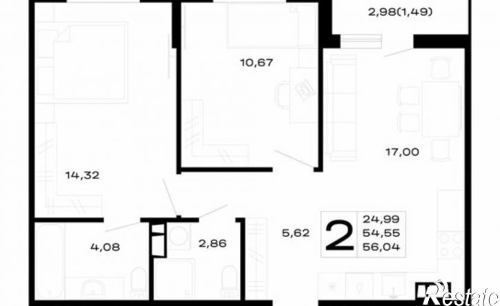 2-комн квартира в новом доме Республика Адыгея (Адыгея), ЖК Горные Высоты