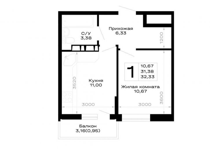 1-комн квартира в новом доме обход Майкопа, д.к5.1