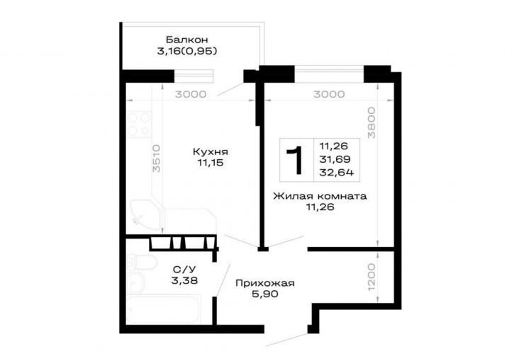 1-комн квартира в новом доме обход Майкопа, д.к5.1