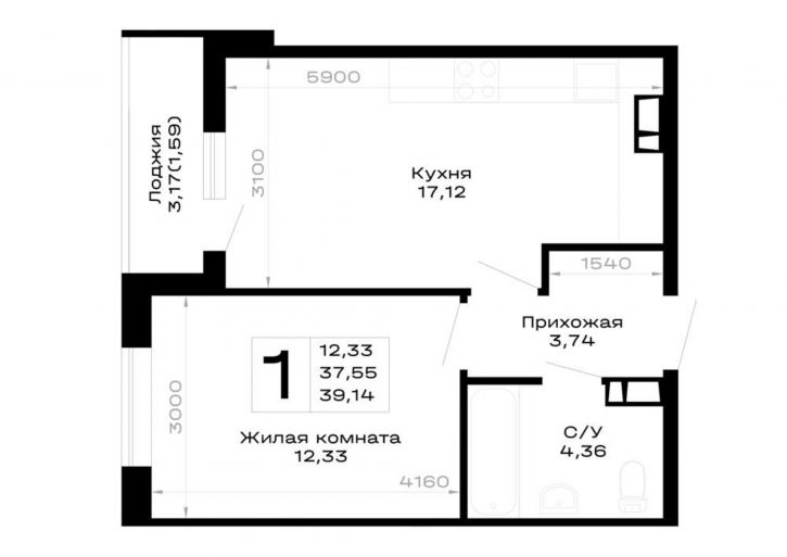 1-комн квартира в новом доме обход Майкопа, д.к5.1