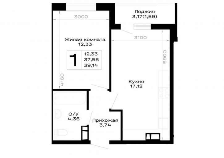 1-комн квартира в новом доме обход Майкопа, д.к5.1