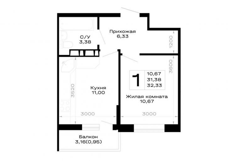 1-комн квартира в новом доме обход Майкопа, д.к5.1