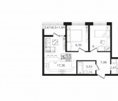2-комн, 52 кв м, этаж 2/16 Республика Адыгея (Адыгея)