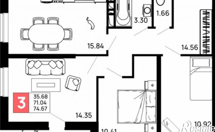 3-комн квартира Авиационный пер, 4Б,  д. 4Б