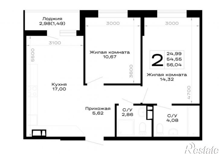 2-комн квартира в новом доме обход Майкопа, д.к5.1
