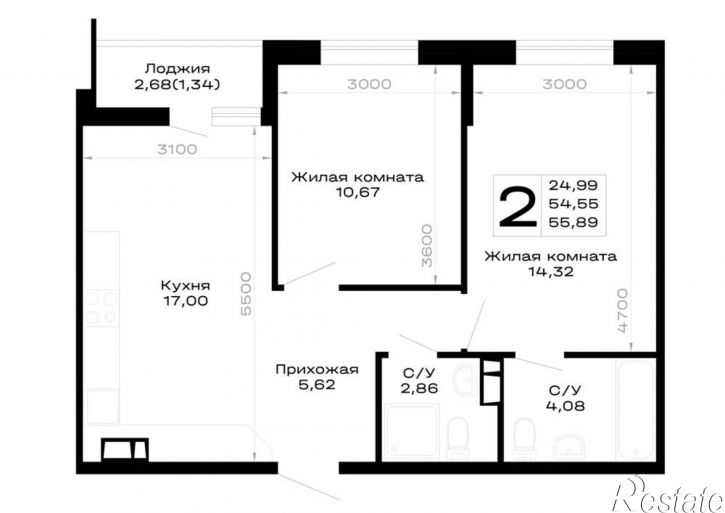 2-комн квартира в новом доме обход Майкопа, д.к5.1