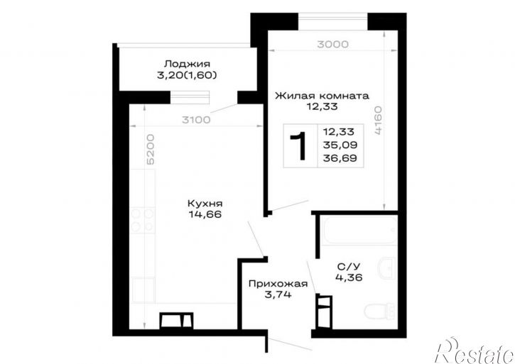 1-комн квартира в новом доме обход Майкопа, д.к5.1
