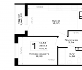 1-комн, 40 кв м, этаж 2/16 обход Майкопа, д.к5.1