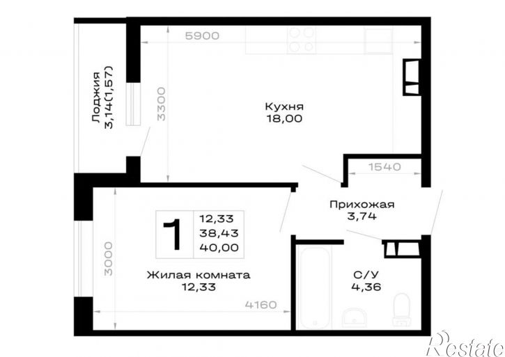 1-комн квартира в новом доме обход Майкопа, д.к5.1