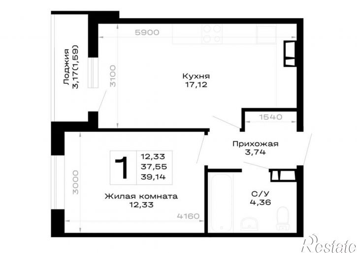 1-комн квартира в новом доме обход Майкопа, д.к5.1