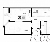 3-комн, 78 кв м, этаж 10/16 Республика Адыгея (Адыгея), ЖК Горные Высоты