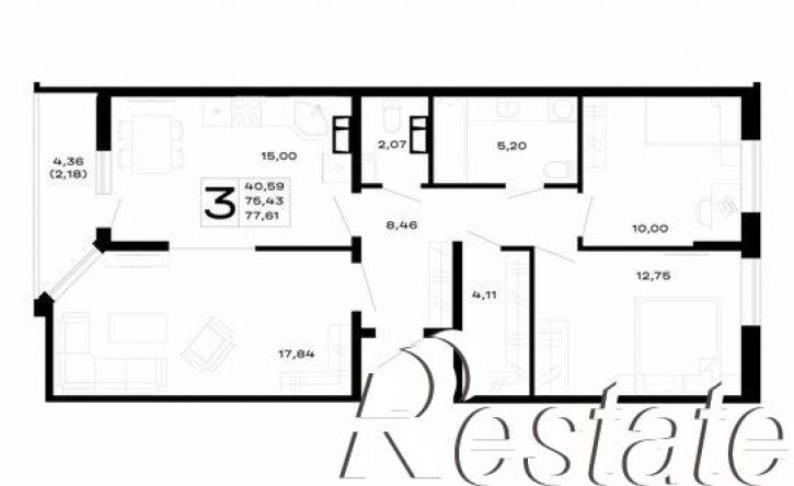 3-комн квартира в новом доме Республика Адыгея (Адыгея), ЖК Горные Высоты