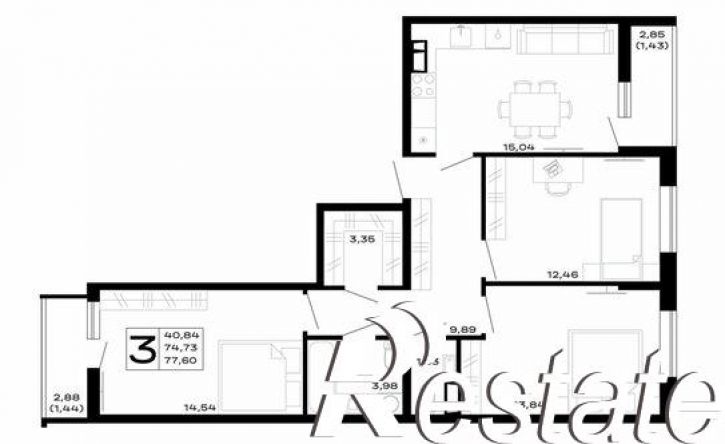 3-комн квартира в новом доме Республика Адыгея (Адыгея), ЖК Горные Высоты